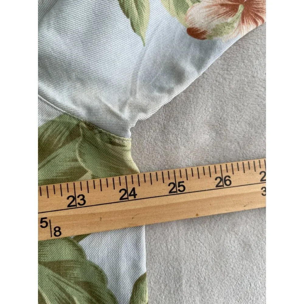 Caribbean Mens Tropical Hawaiian Floral Hibiscus Silk/Cotton Button Shirt Large - Picture 3 of 10